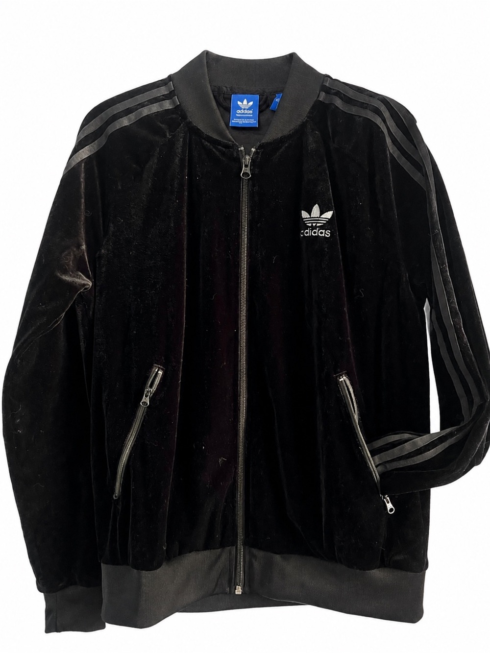 Adidas Originals Velvet Vibes Black Velour Superstar Track Jacket Womens M Y2K